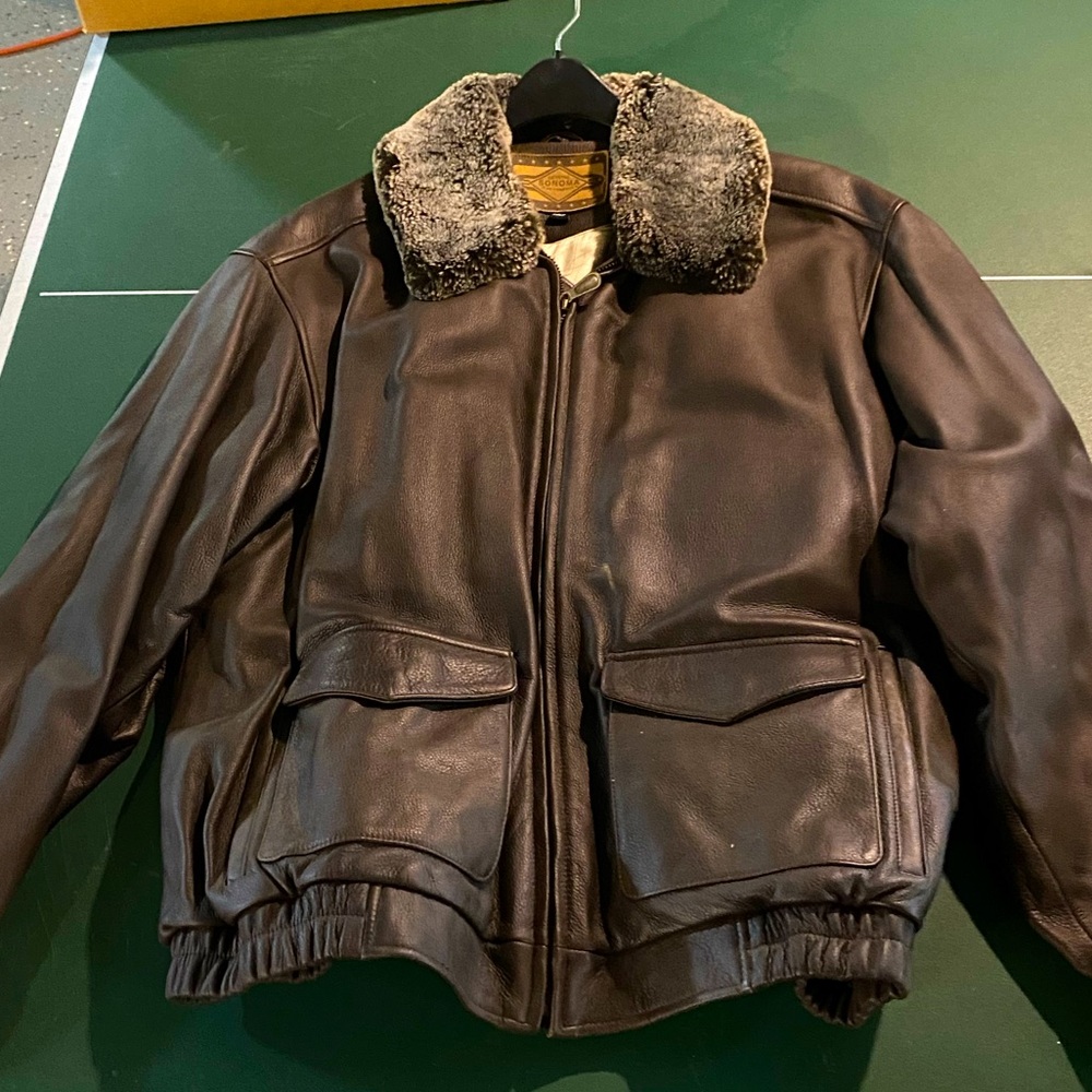 Vintage Sonoma leather bomber jacket